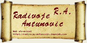 Radivoje Antunović vizit kartica